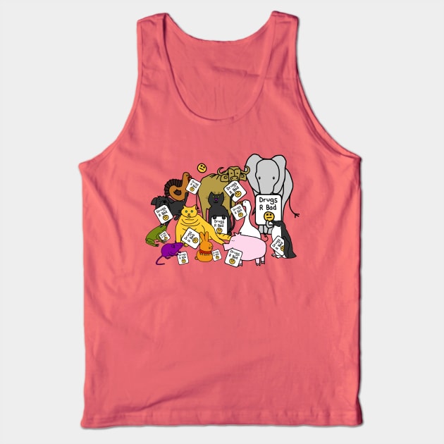 Group of Cute Animals say Drugs Are Bad Tank Top by ellenhenryart